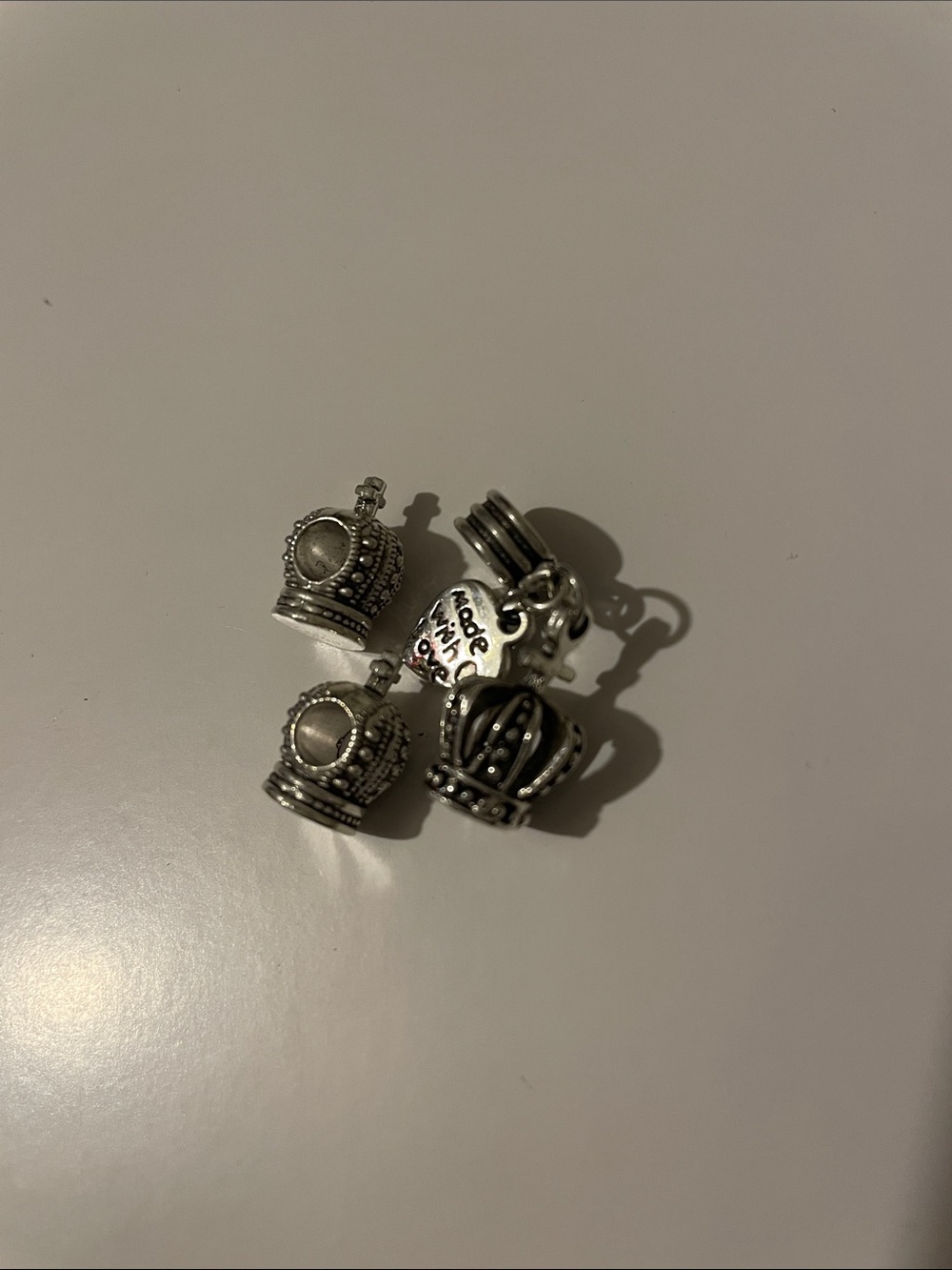 Sterling-Tone Crown Charm Trio - Silver Crowns, Pandora charms